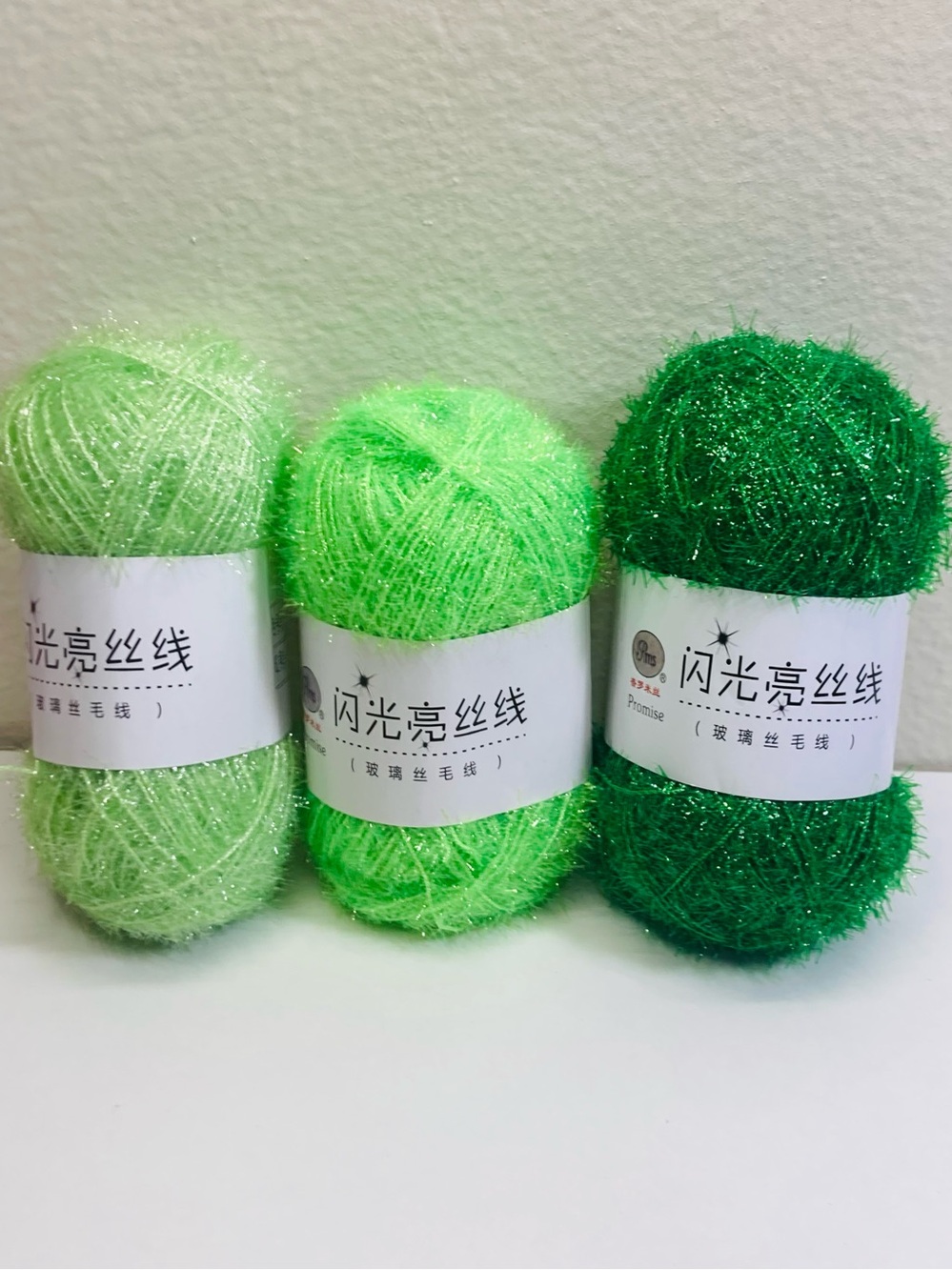 NEW 1.59 g / 5.61 oz Sparkle Scrubby Yarn Trio- Light, Neon, Emerald Greens